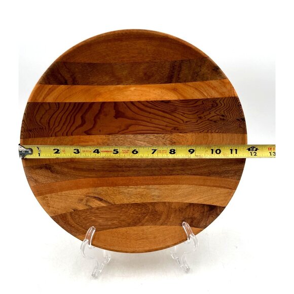 Vintage Artisan Wood Serving Platter Elegant Handcrafted Decorative Display Bowl - Picture 4 of 4